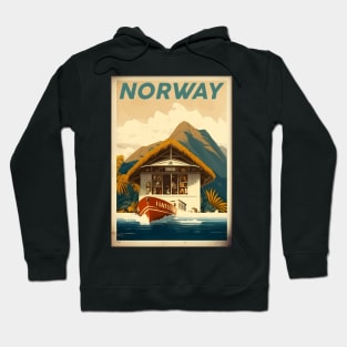 Norway Coastline Vintage Travel Art Poster Hoodie